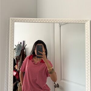 Karen Scott Red and White Striped Button Down Shirt